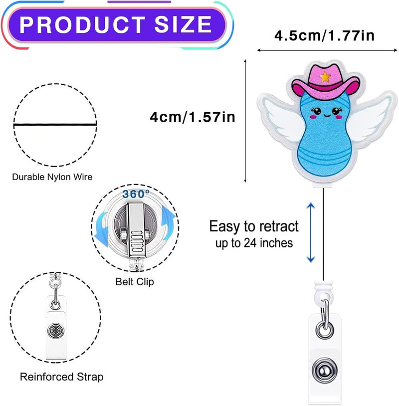 LEBEIGHT Flying Cowgirl Peanut Ball Badge Reel for Labor and Delivery Nurse, NICU Badge Reel, Maternity Nurse Badge, L&D Badge Clip, Cute Birthing Peanut Ball Badge Holder, OB/GYN Badge Accessories for Work - Image 2